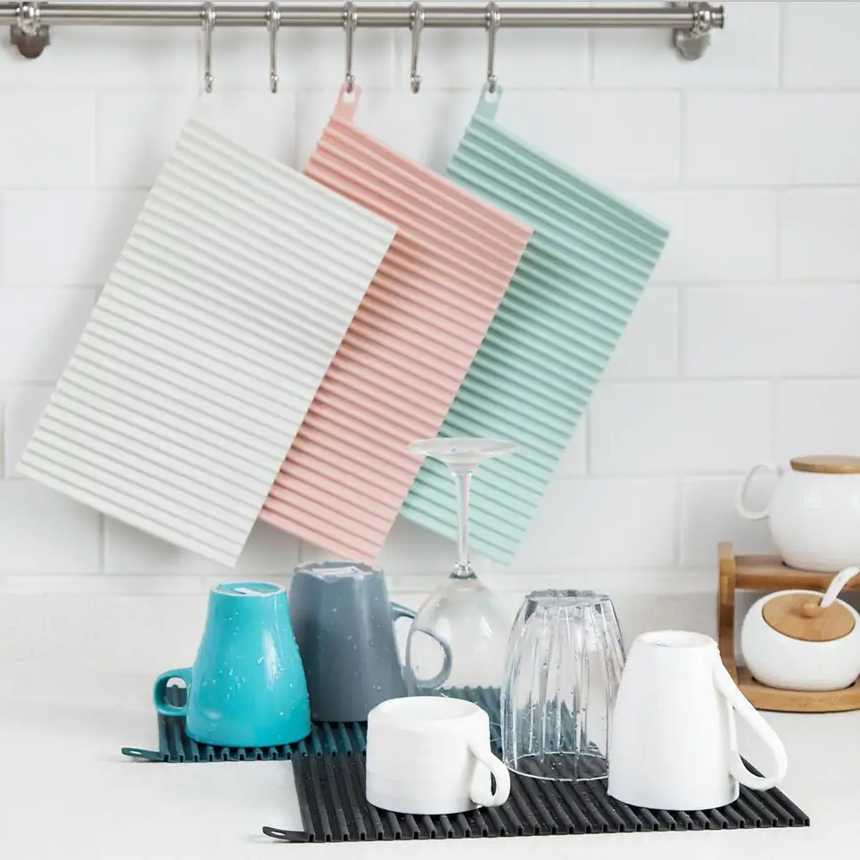 

Kitchen Insulated Pot Pad Table Pad Coaster Hangable Square Sink Drain Dish Pad Cup Mini Washboard Easy Cleaning Pad