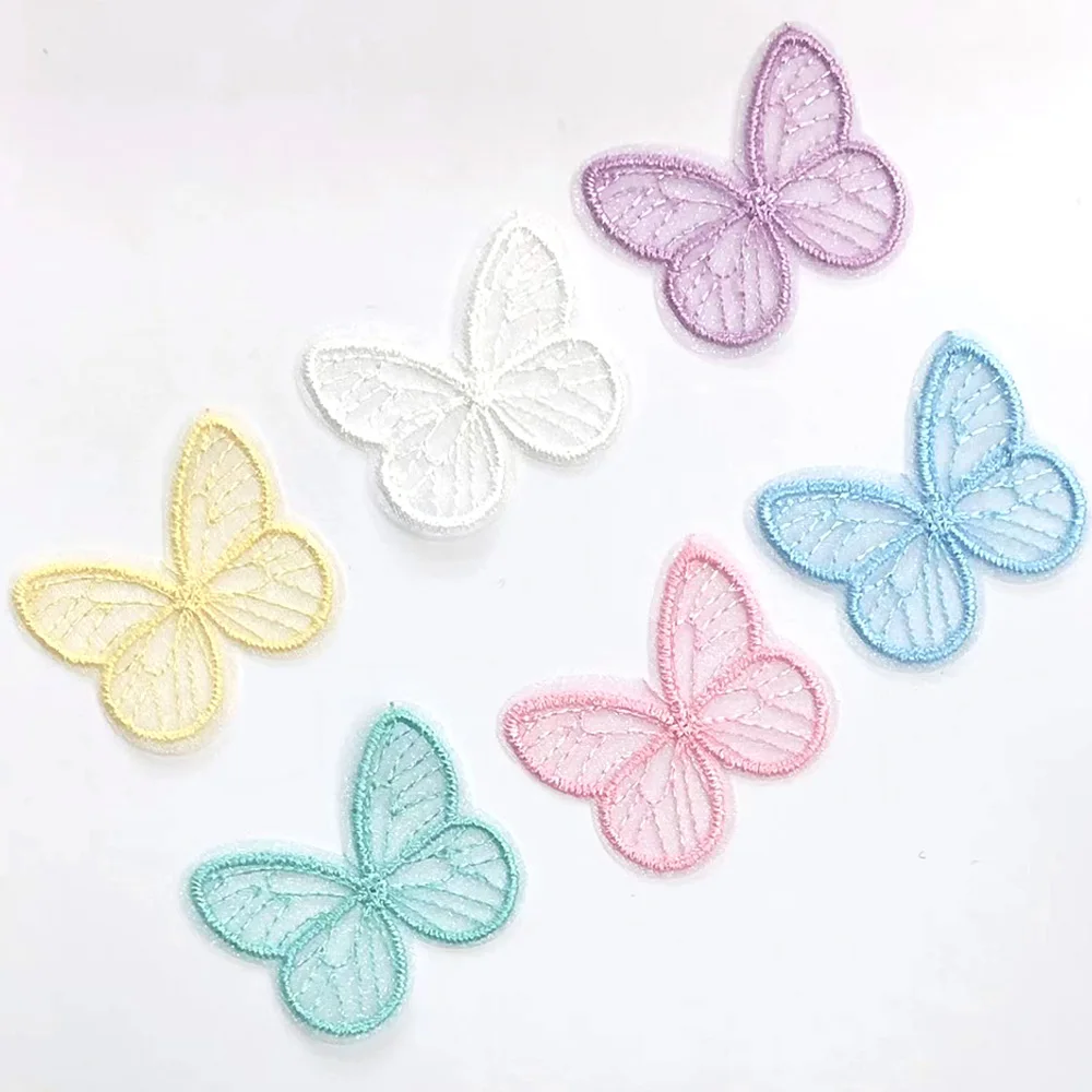 

50 pcs Butterfly Lace Trim Butterfly Mesh Patches Applique Embroidered Patches for Clothes Hat Shoes diy Hair Clip Handmade