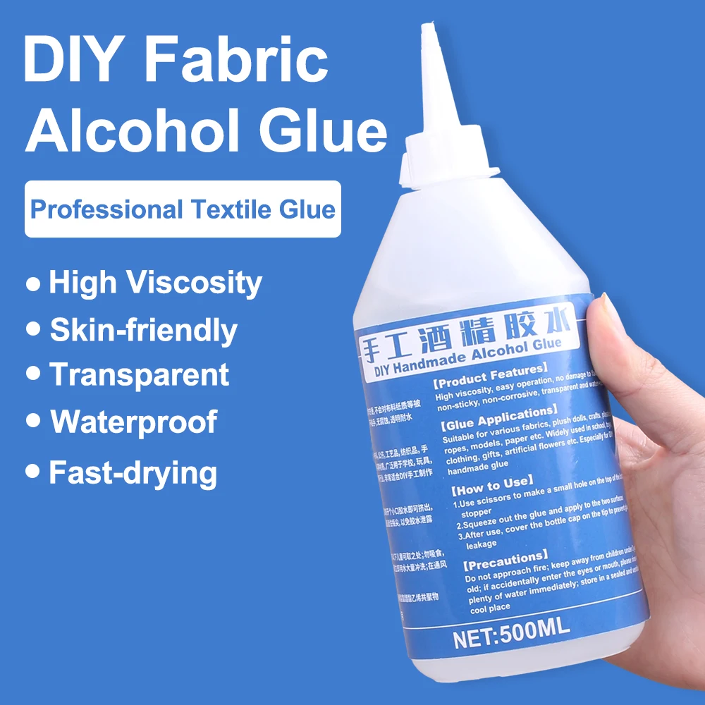 500ML Bottle Alcohol Glue Super Strong Adhesive Acrylic Fabric Foam Cardboard DIY PVA Craft Paper Wood Metal Bond Precision Tips 4