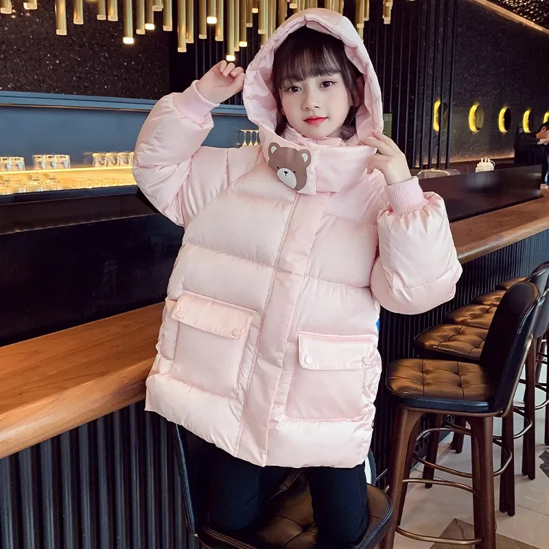 

Winter Princess Children's Outwear Baby Girls Clothes Down Cotton Clothing Cartoon angel Cotton padded Jacket With Hat warm Coat
