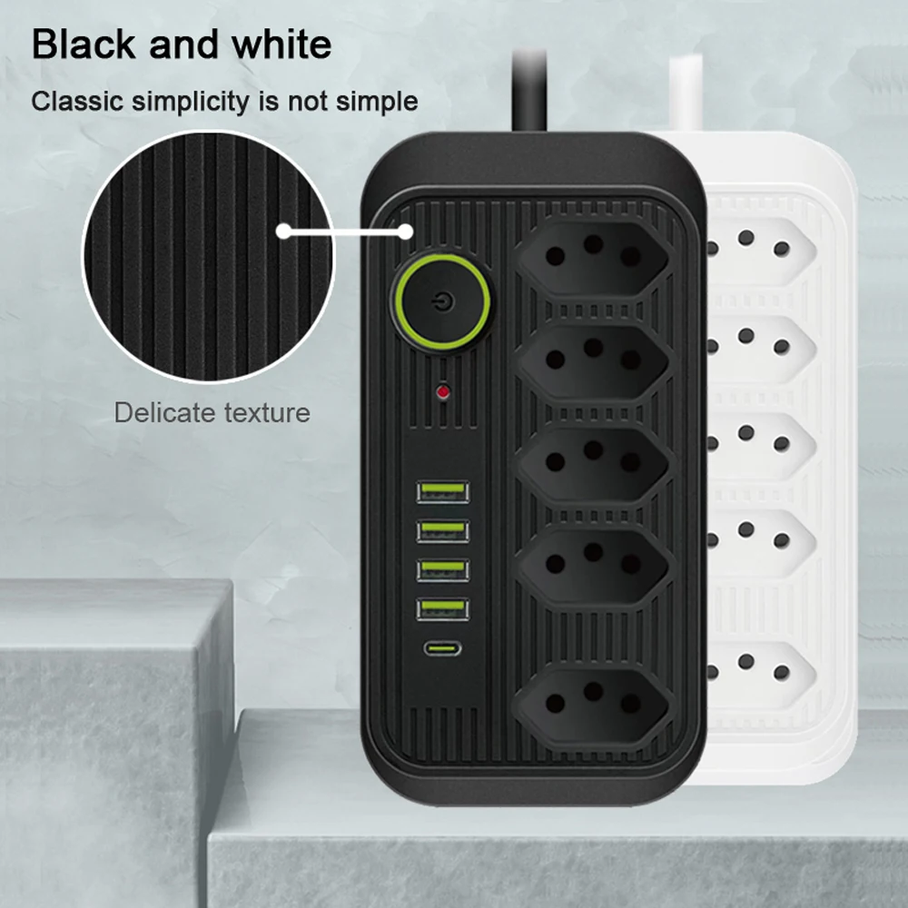 Power Strip Electrical Socket Brazil Switzerland Plug AC Outlets Extension Cable Network Filter With USB C PD Fast Charging Ports