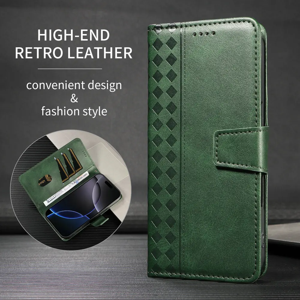 Leather Wallet Flip Case with Magnetic Closure