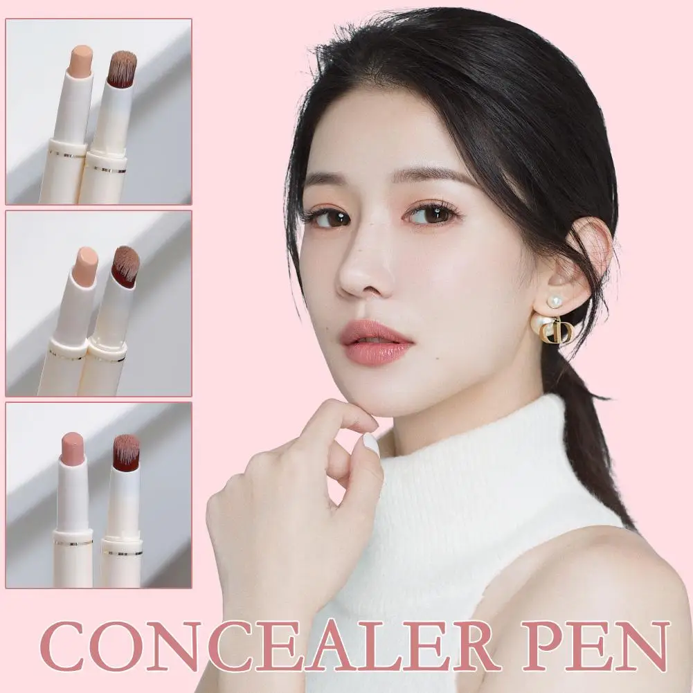 

Silk Soft Concealer Pen with Brush Moisturizing Full Coverage Contour Dark Circles Lip Concealer Cream Acne Stick Cover Mak X4V9