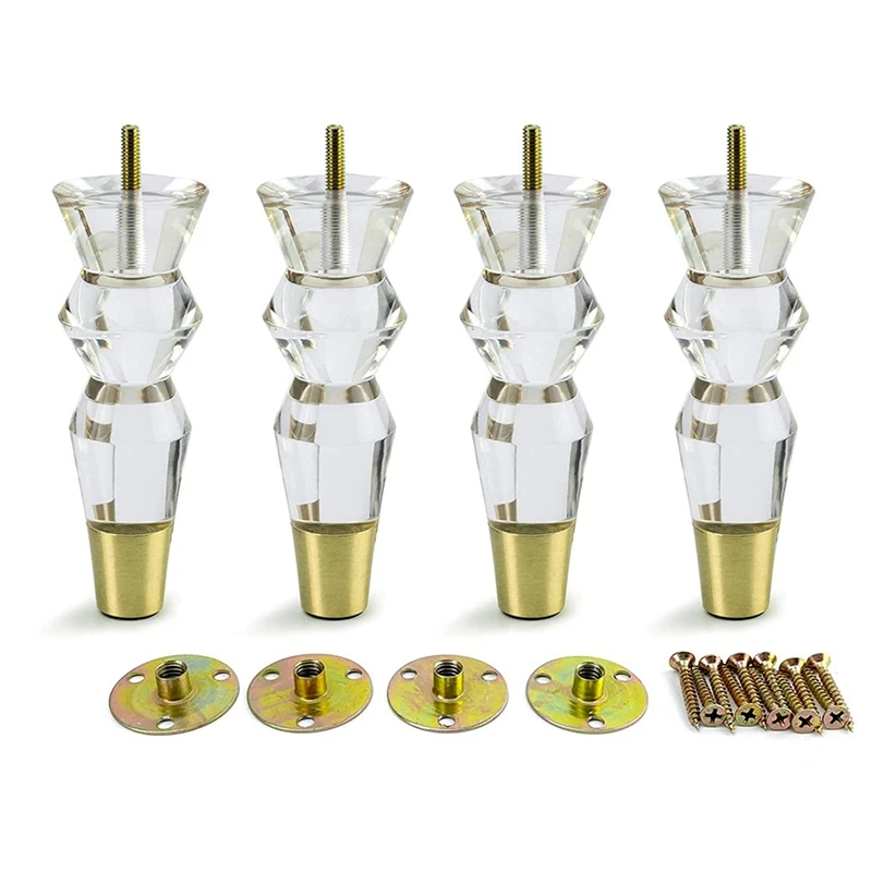 

6.9 Inch Furniture Legs Replacement Sofa Feet Cabinet Modern Clear Decor DIY Legs Bed Feet Tapered Style Set Of 4