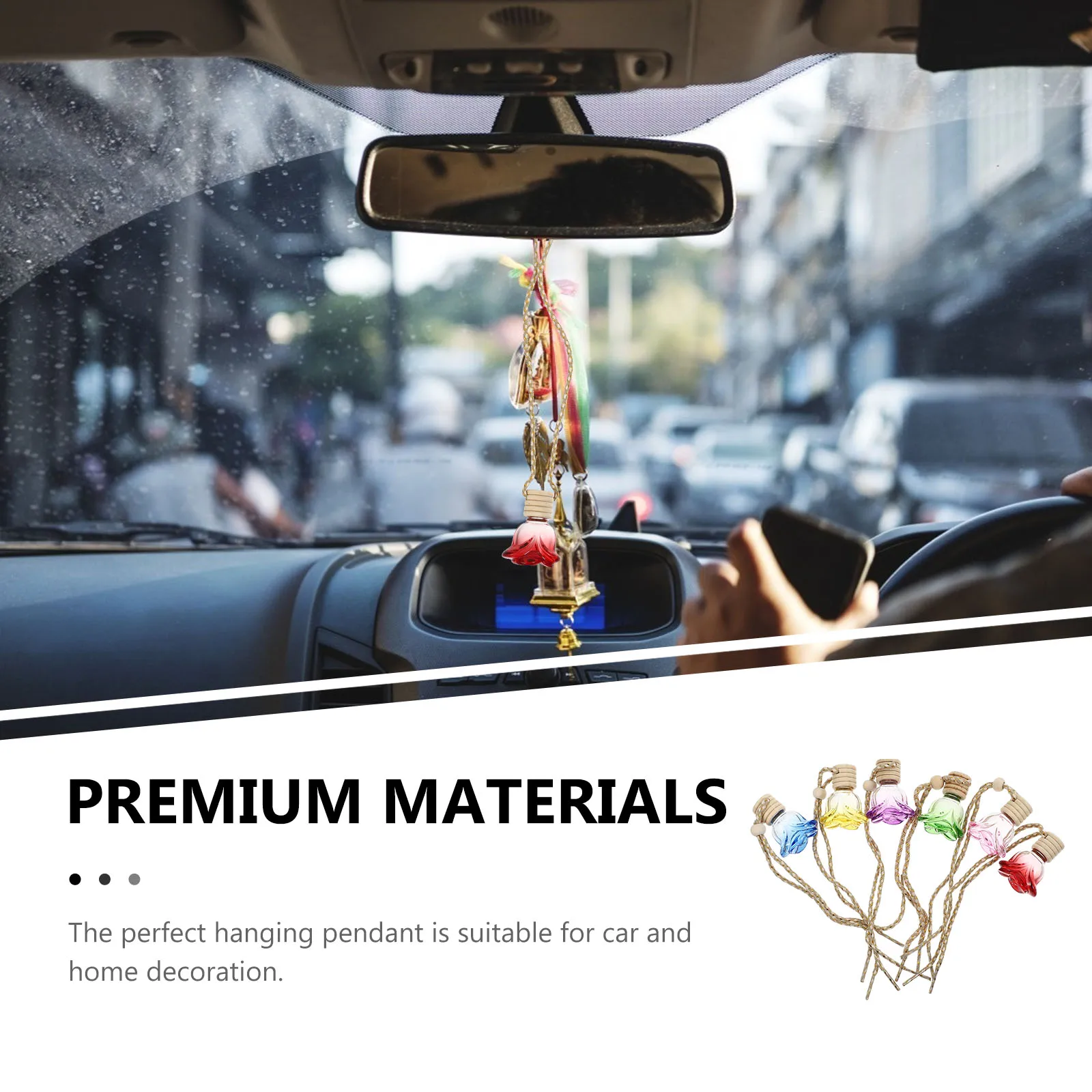 6 Pcs Car Essential Oil Pendant Holder Perfume Bottle Oil Car Perfume Bottle Pendants Home Decor Hanging Diffuser Gi