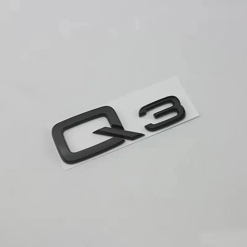 For AUDI Q3 2013-2022 4Ring logo ABS Black Car Hood Front Grill Emblem Rear Trunk Badge Sticker Q3 Sticker Quarrto Sline Emblem