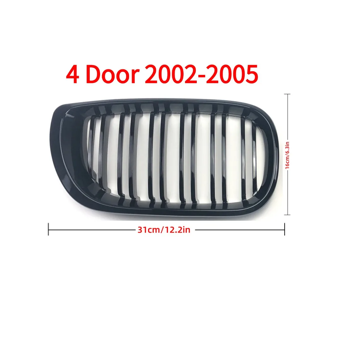 Front-Kühlergrill Einlassgitter Motorhaubengrill Glänzend Schwarz ABS Auto-Tuning-Zubehör Umbau für BMW E46 2/4-Türer 3er Serie 2002-2006 – Detail 3
