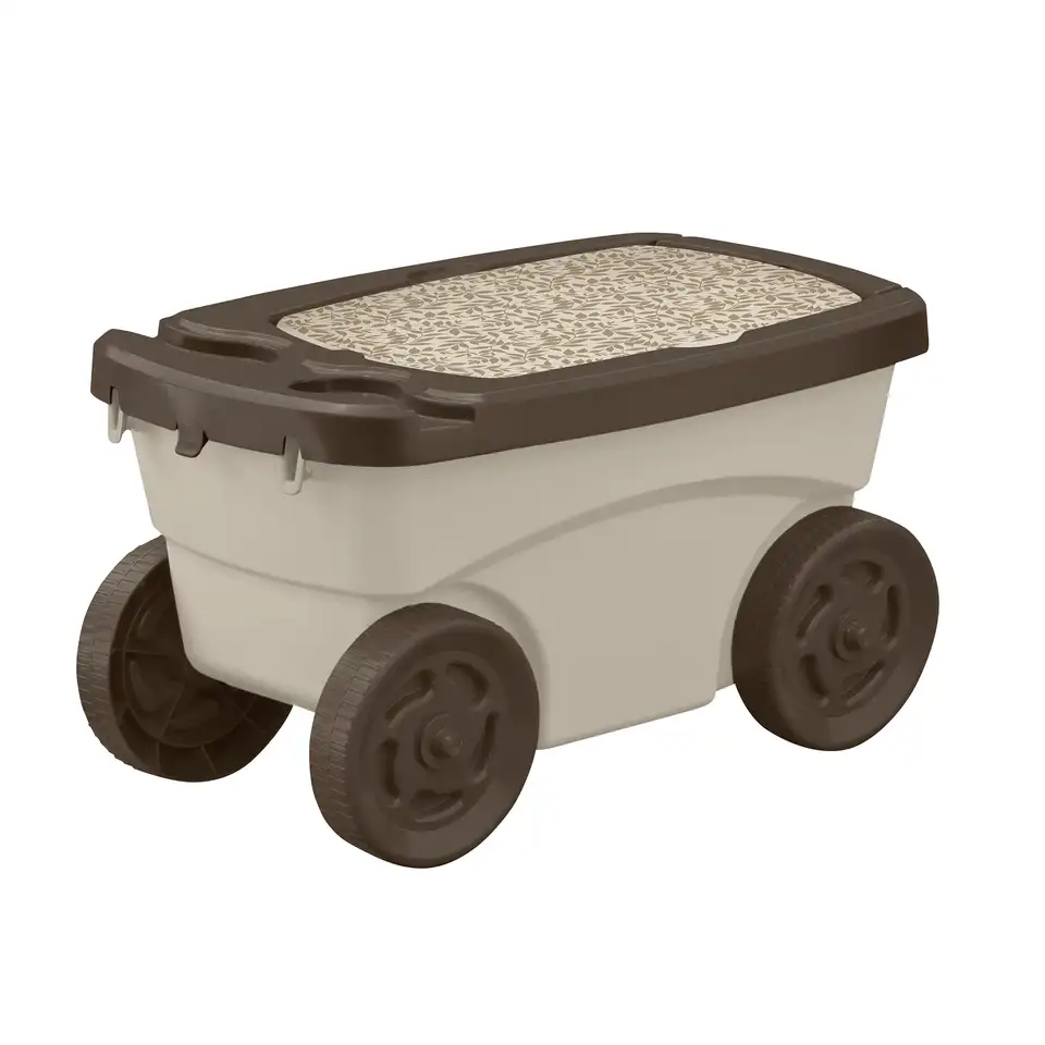Outdoor Rolling Garden Scooter with Storage and Comfort