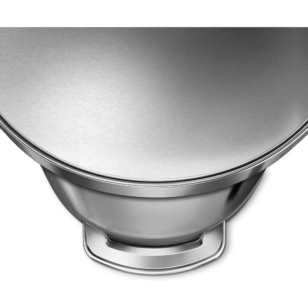 60 Liter Semi-Round Hands-Free Kitchen Step Stainless Steel Trash Can with Soft-Close Lid, Brushed