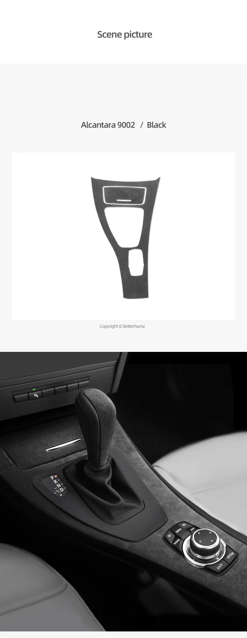 Betterhumz For BMW 3 Series E90 E92 E93 Car Interior Trim Made of Alcantara Center Console Gear Shift Panel Cover Accessories