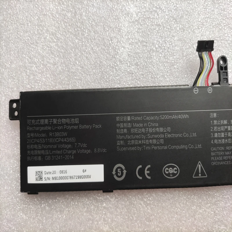 Rozfaro r13b03w laptop akku 7,7 v 40wh 5200mah für xiaomi redmibook 13 XMA1903-AF XMA1903-AN XMA1903-BB tablet pc