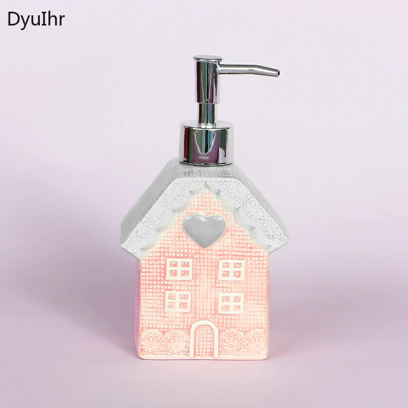 Split bottle Creative pink ceramic hand sanitizer bottle Bathroom and toiletries Bathroom accessories 300ml Lotion