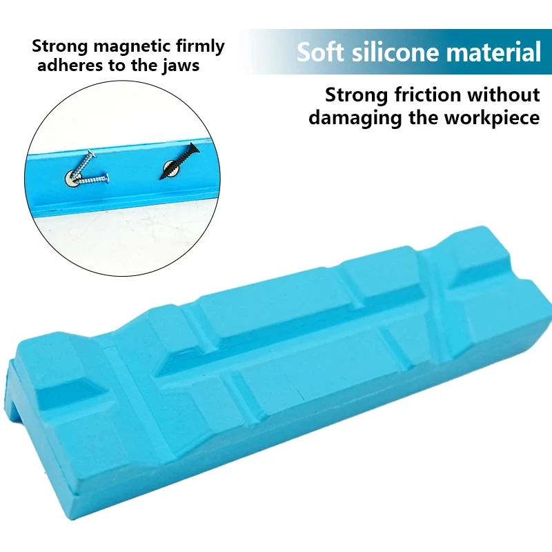 Blauer Gummi-Schraubstock, magnetische Schutzhülle, Schutzstreifen, Backen für 2,5/4/5/6 Zoll Handwerkzeuge, Schraubstock-Schutz, Zubehör – Detail 5