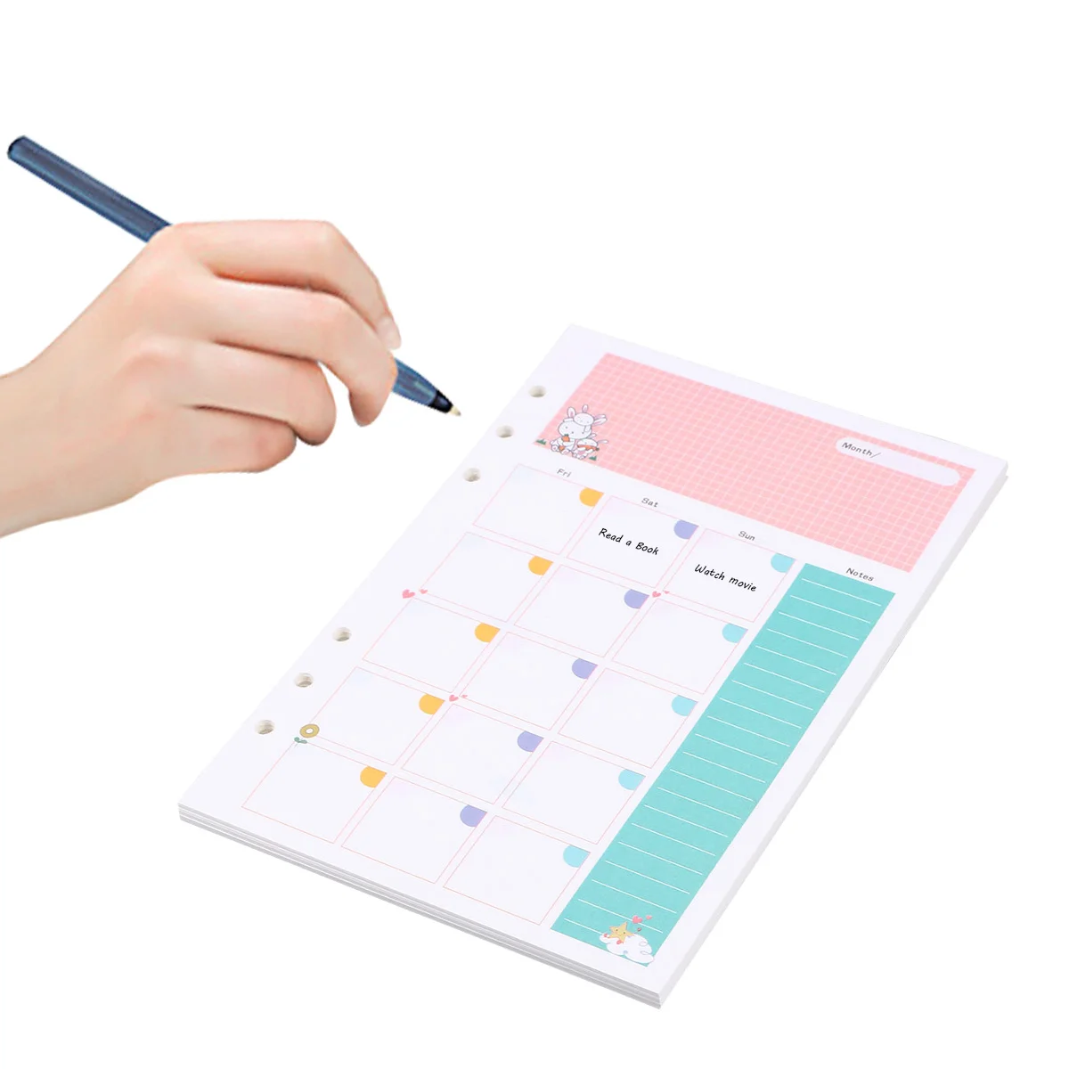 

1PC Colorful A5 Size 6 Holes Loose Leaf Paper Filler Paper Refills for Spiral Notebook Monthly Planner Notepad (Monthly Plan