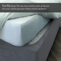 Housse de sommier extensible pour lit Queen Size, 1 pièce, s'enroule autour des 3 côtés du sommier, alternative à la jupe de lit Twin/Full/Queen/King 4