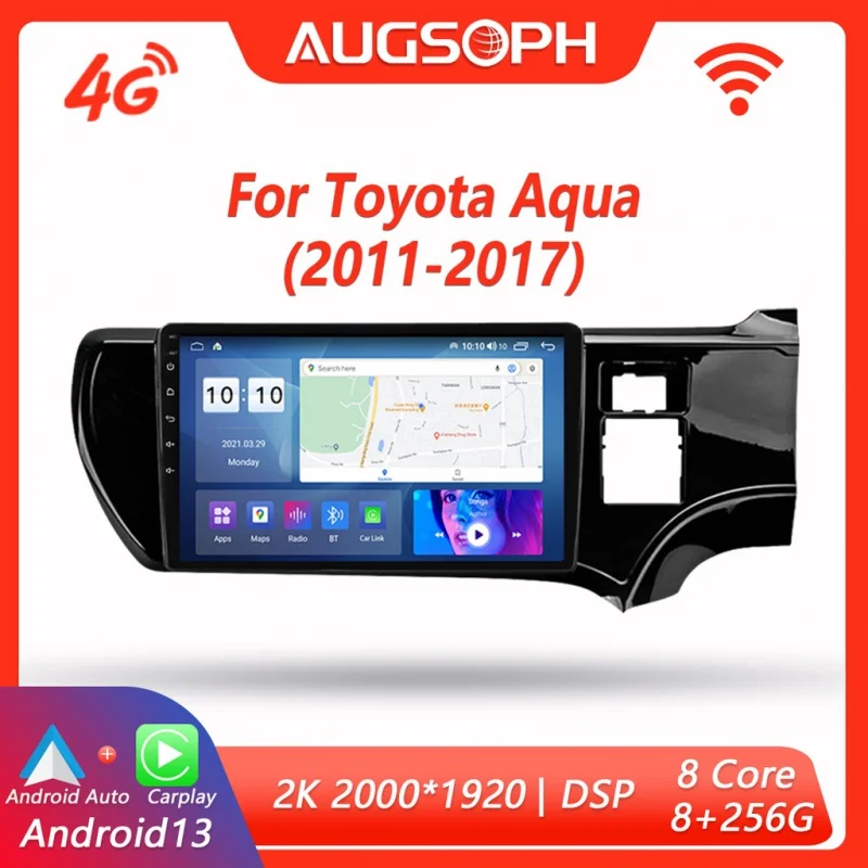 

Android 13 Car Radio for Toyota Aqua RHD 2011-2017, 9inch 2K Multimedia Player with 4G Carplay DSP & 2Din GPS Navigation.