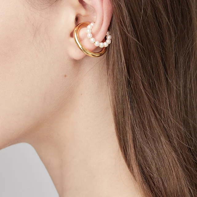 ENFASHION Cute Pearl Ear Cuff Clip Birthday Gift 2021 Earings Fashion Jewelry Boucle Oreille Femme Earrings For Women E211276 2