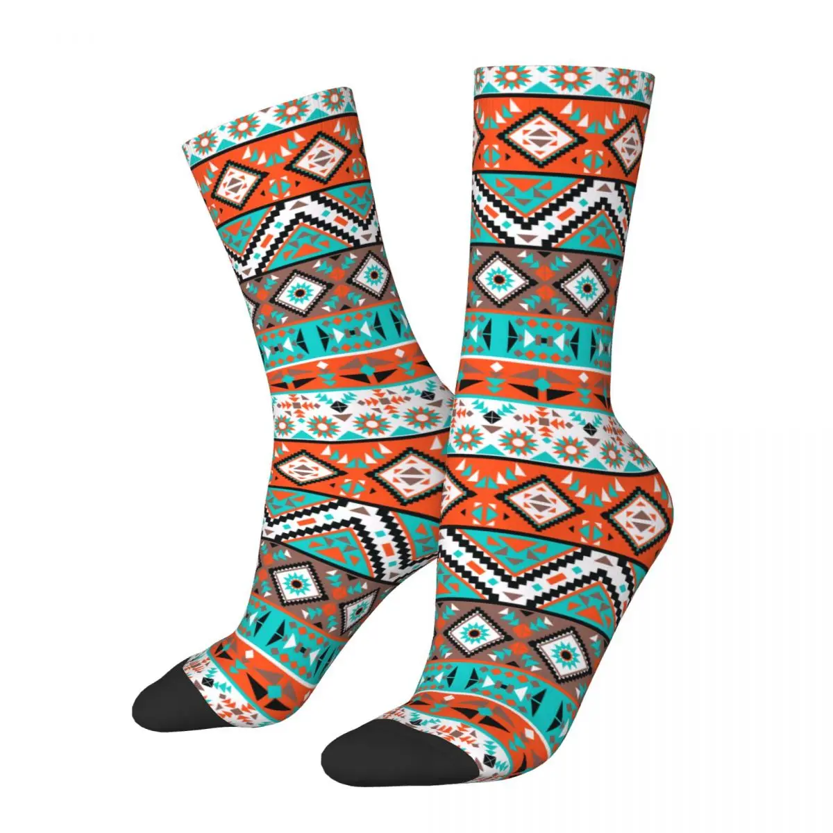 

Retro Colorful Navajo Pattern Skateboard Socks South West Western Polyester Long Socks for Women Men Breathable