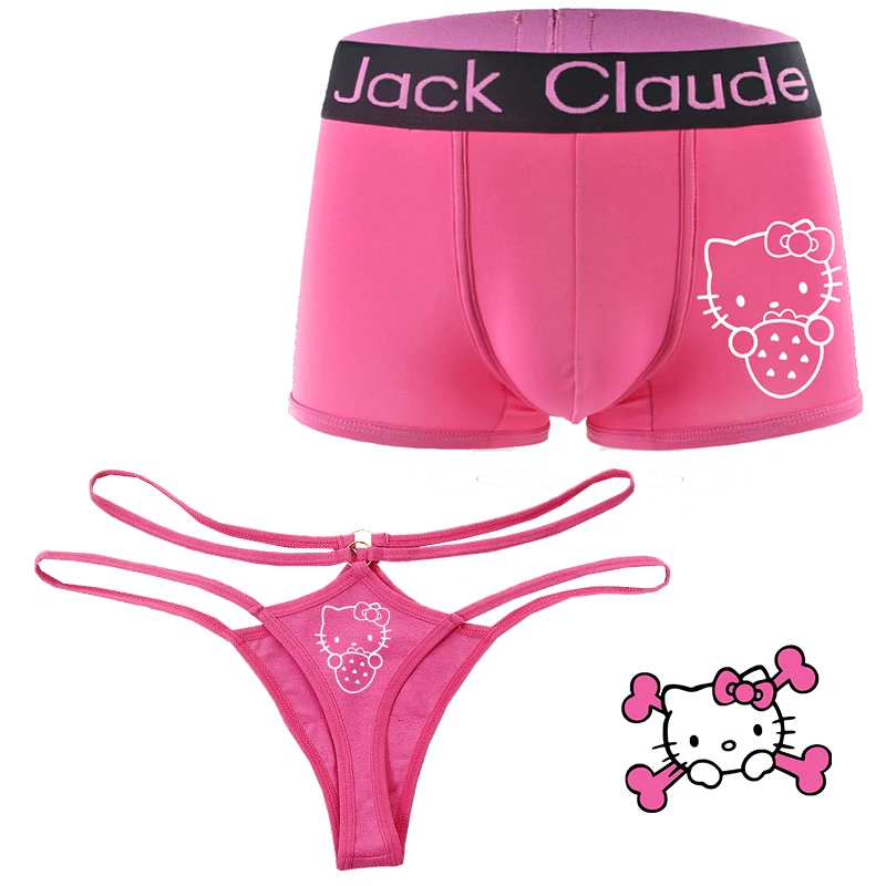 

Anime Couple Underwear Kuromi Transparent Sexy Women Cartoon Thong Thin Belt Hollow Out Triangle Pants Lace Low Waist Underpants