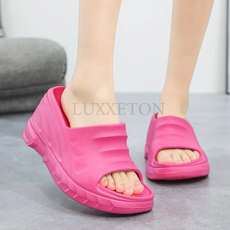 Women's Slippers Summer Casual Thick Bottom Flip Flop Sandals Wedge Heel Open Toe Shoes 8cm women sandals wedge sandals