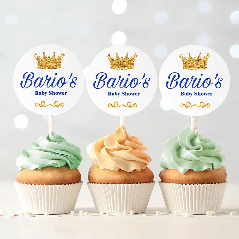Kreatwow Royal Prince Baby Shower Etiketten – 28 Stück, Blau-gold, Für Wasserflaschen & Deko