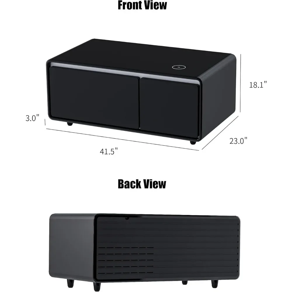 Smart Coffee Table, Living Room Table with Built in Fridge, 23" D x 41.5" W x 18.1" H, Smart Table with 10W Wireless Charging 6