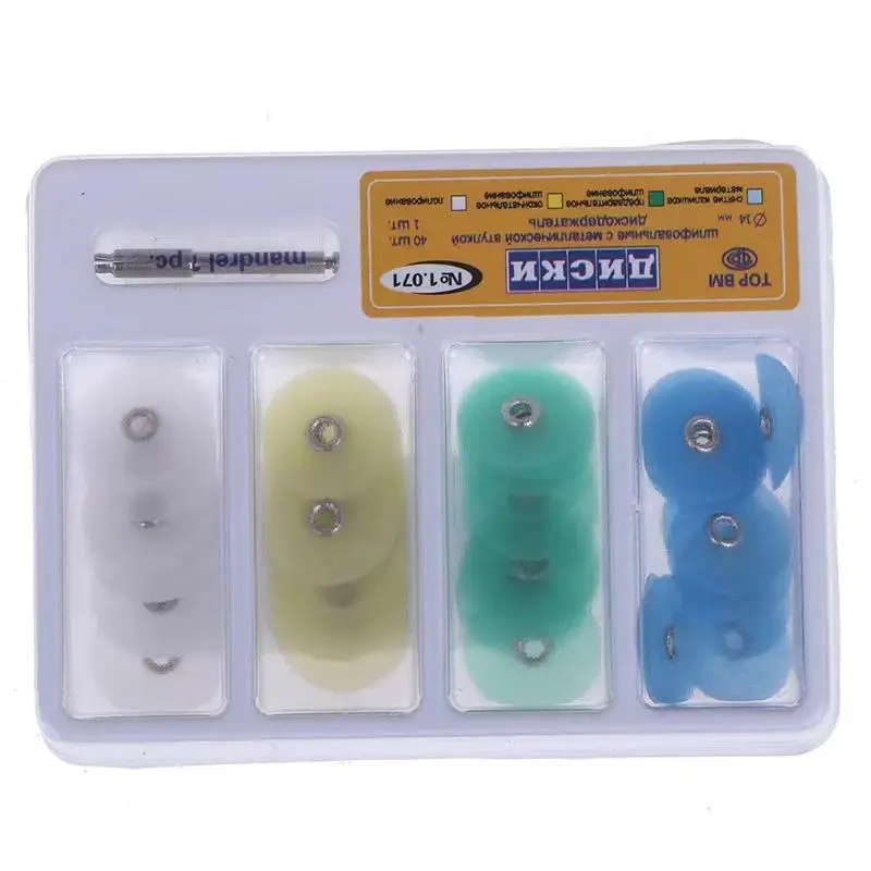 Dental Polishing Discs Set 40Pcs Disc+1 Pc Mandrel Resin Tooth