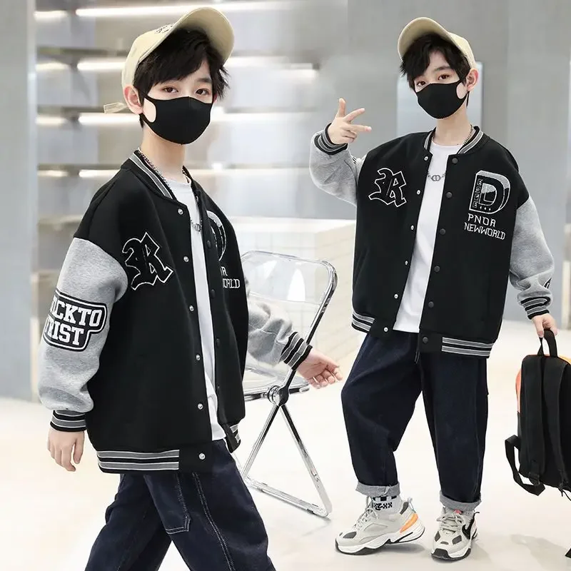 

2024 big Boys jacket Letter Baseball Suit Bomber Tiny Cottons Kids Clothes Teen Quilted Coats Fashion Jackets Boys clothes 5-14Y