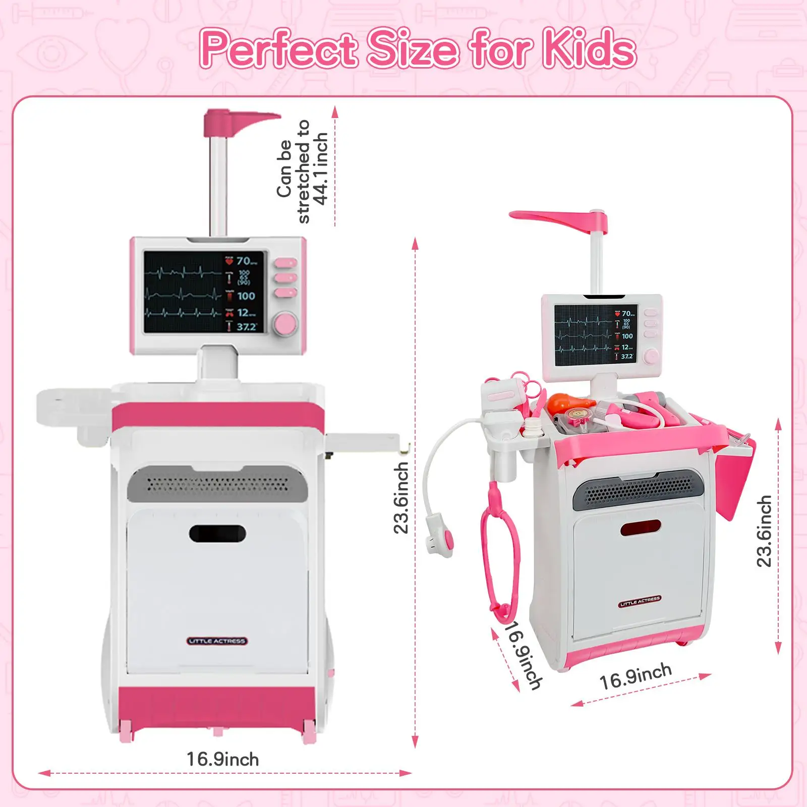 Doctor and Medical Pretend Play Set Toy Boys And Girls Perfect Gift Montessori Toy 35 Pcs Kids Doctor Playset
