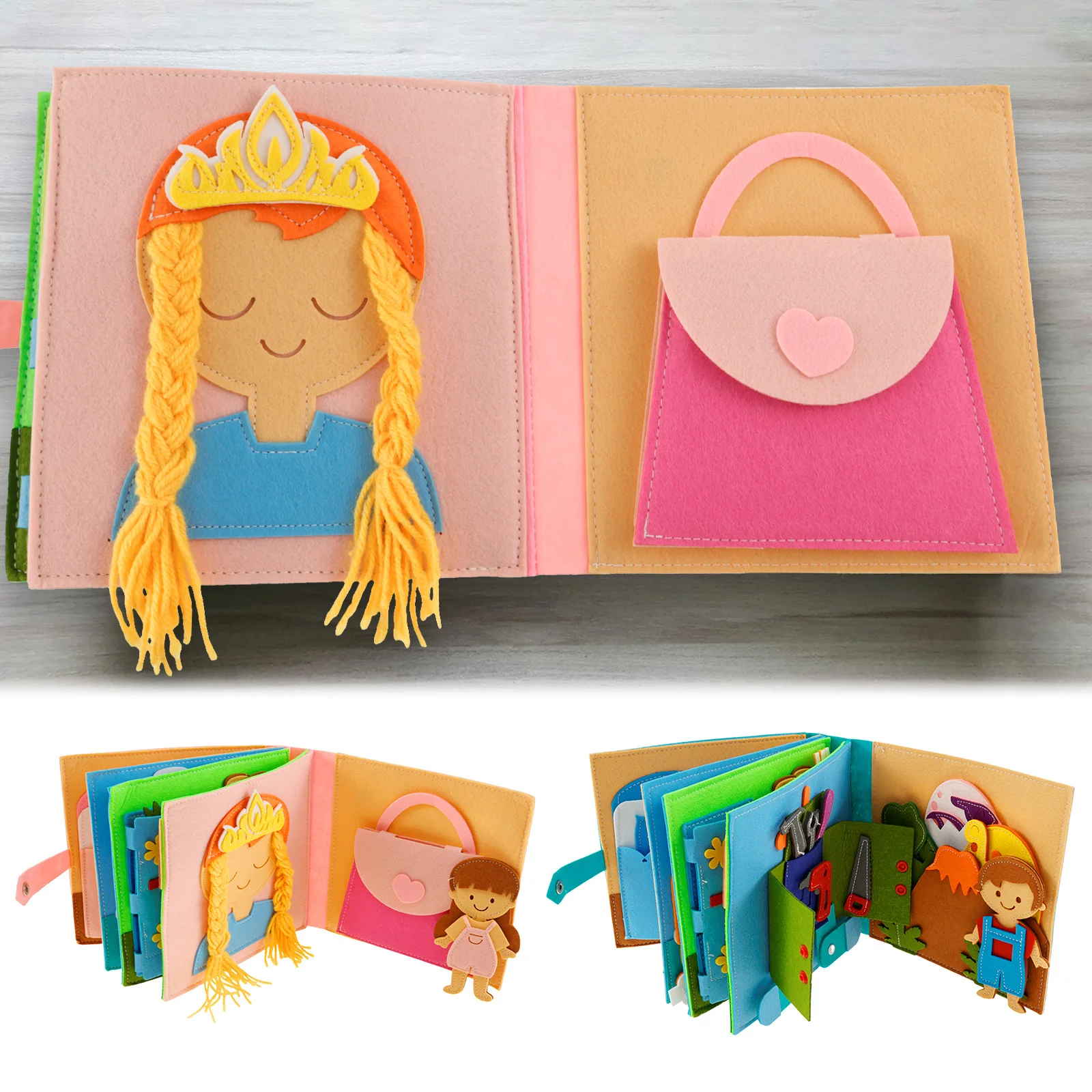 Montessori Busy Book 3D Baby Story Cloth Book Preschool Toddlers Early Learning Toy Quiet Activity Educational Sensory Toy