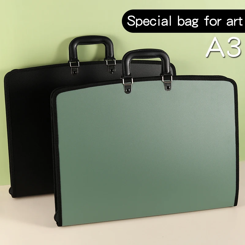 Large A3 Art Sketchbook Tote with 8K Paper Storage-Durable PP Material, Portable & Spacious Organizer for Students and Profess