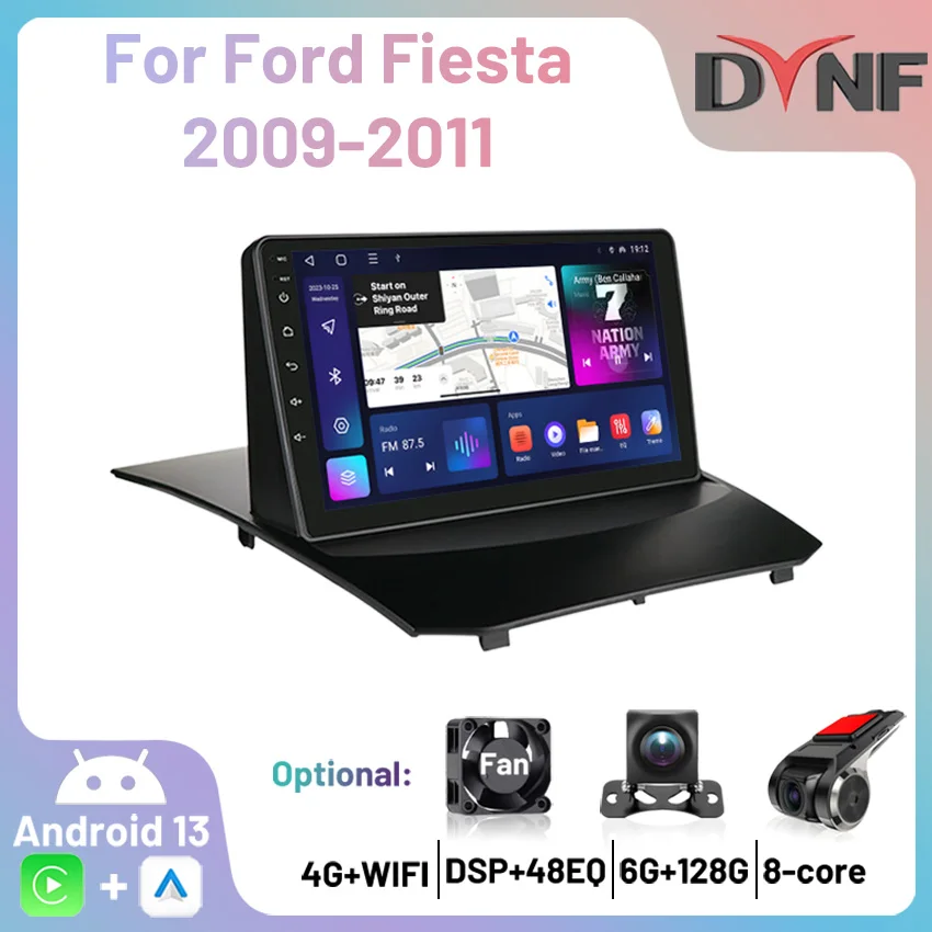 Wifi Android 13 2Din Autoradio Wireless Carplay Lettore Stereo Multimediale Navigazione Gps Autoradio Per Ford Fiesta 2009 2010 2011