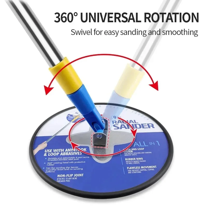 9 Inch Drywall Sander Extension Pole Wall Cleaning and Polishing 360 Circular Radial Sander Dry Wall & Painting