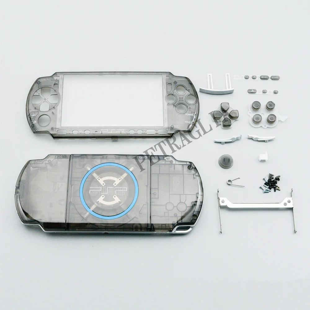 交換用シェル,クリアカラー,psp3000,psp 3000コンソール用,ボタン付き 