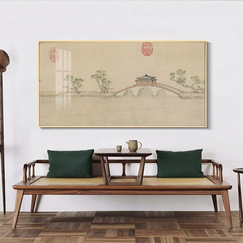 

Chinese Style Ink Landscape Painting Office Mural Large Size Exquisite Printing Modern Bedroom Bedside Decor Canvas Painting 04