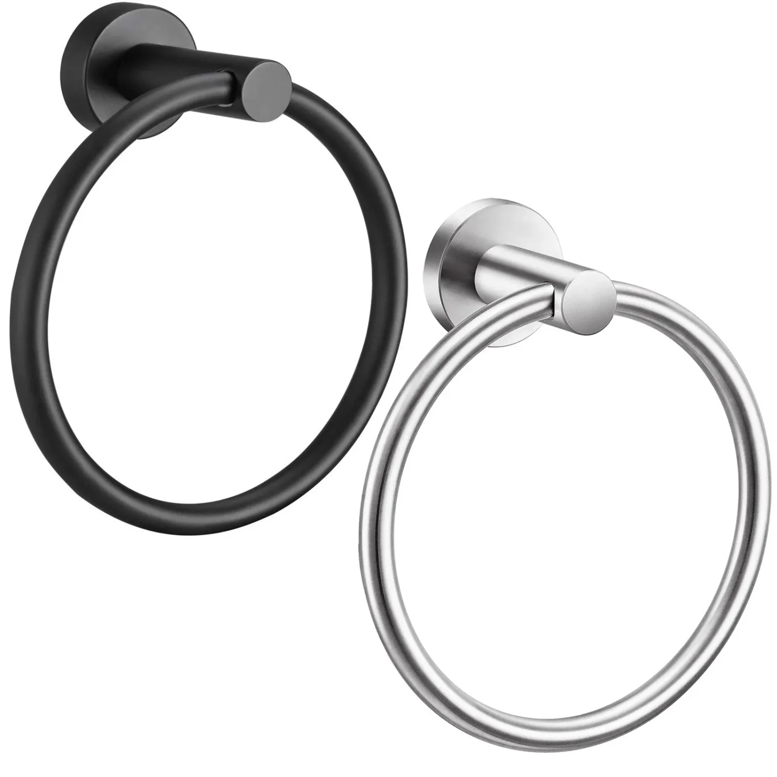 Brushed Stainless Steel Towel Ring | Modern Hand Washcloth Holder for Bathroom Wall