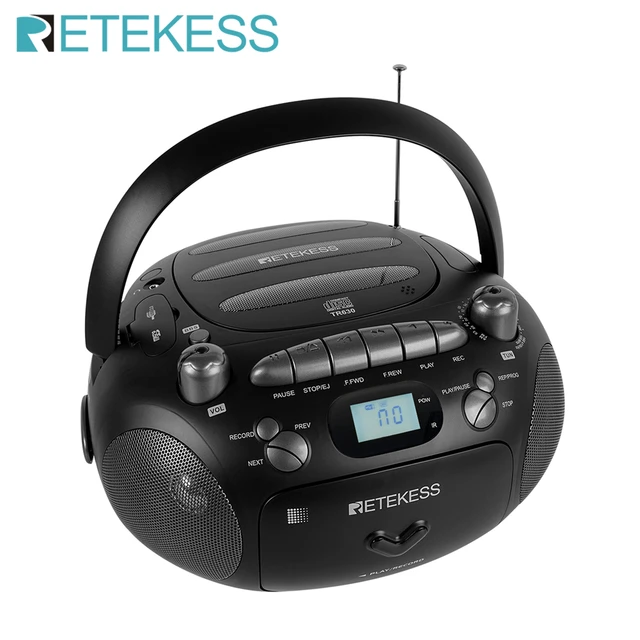 Portable Bluetooth® CD Player With Cassette And FM Radio Boom Box
