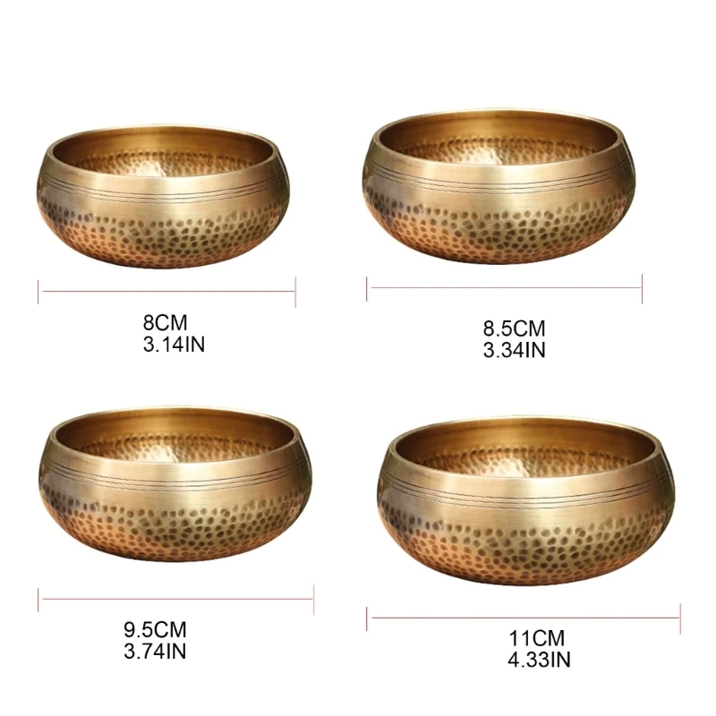 Tibetan Singing Bowl Set Meditation Sound Bowl with   Cushion Handcraft Buddhist Bowl for chakra Mindfulness 6