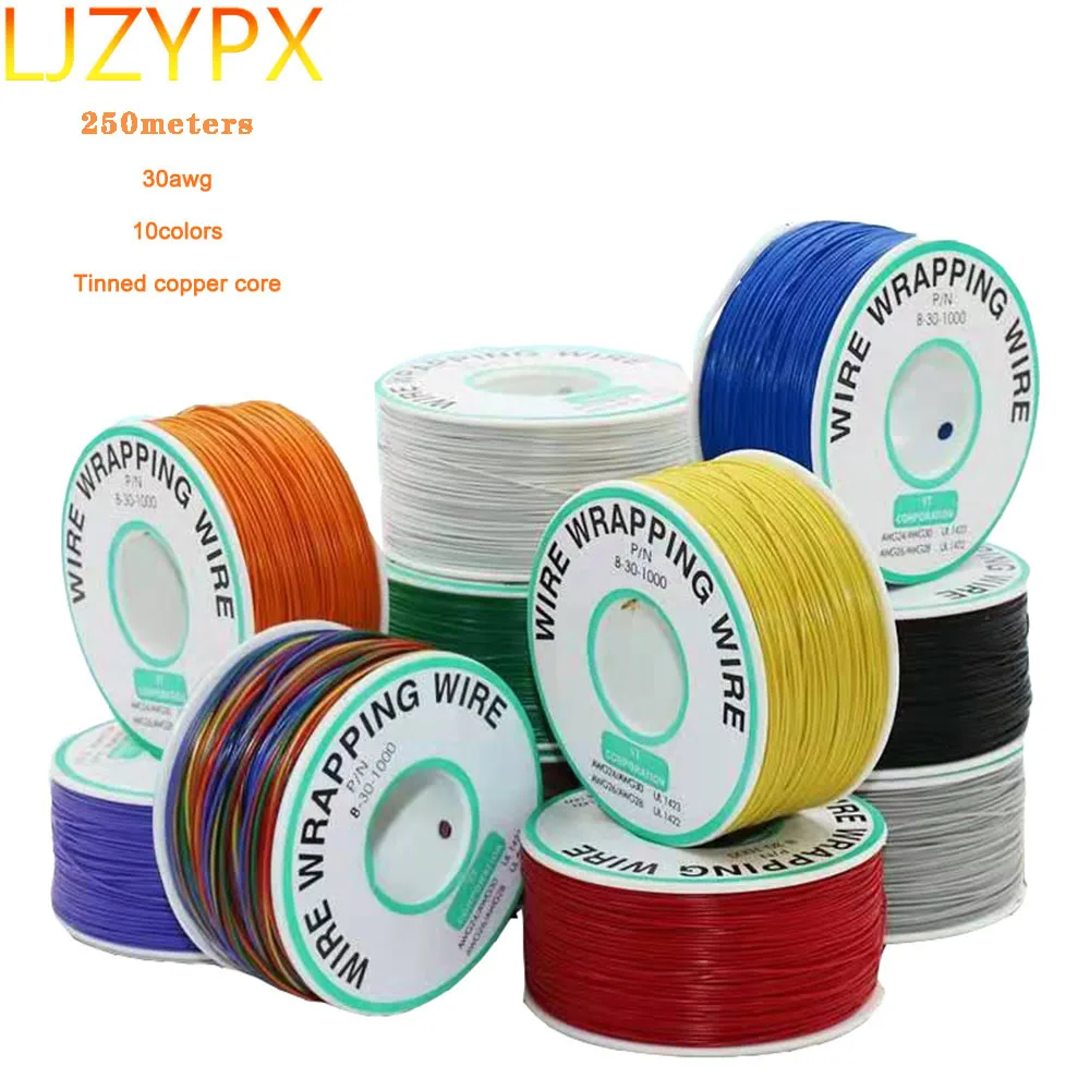 

30awg Circuit Board Wrapping OK Wires PCB Jumper Aviation Welding Extension Line Tinned Copper 250m/Roll Silicone Electric Cable