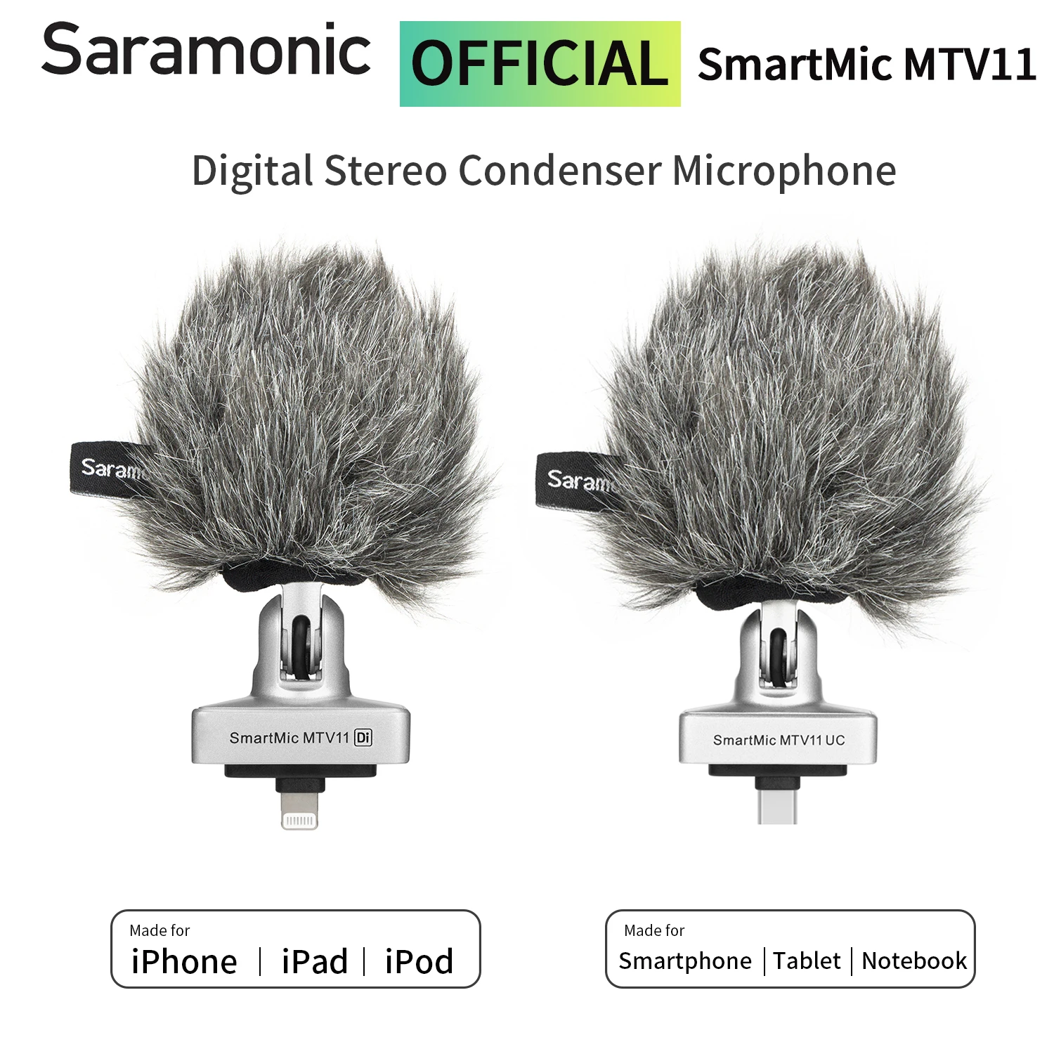 Saramonic SmartMic MTV11 UC/Di Condenser Plug and Play Microphone for iPhone Android PC Laptop Streaming Youtube Recording Vlog