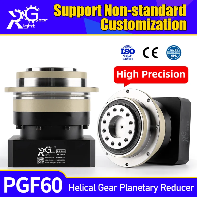 PGF60 200W 400W Servo Motor High Precision Flange Output Planetary Gearbox Helical Gear Planetary Reducer Gearbox Speed Reducer planetary reducer
