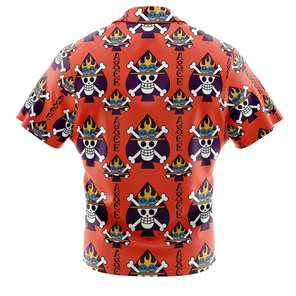 Portgas D. Ace Jolly Roger One PieceButton Up Hawaiian ShirtFashion Trend Breathable Loose Versatile Casual Sports Summer Men 2