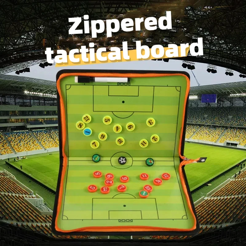 Creative Zipper Football Tactical Board Leather Magnetic Portable Soccer Coaching Board with Magnet Chess Pen Eraser
