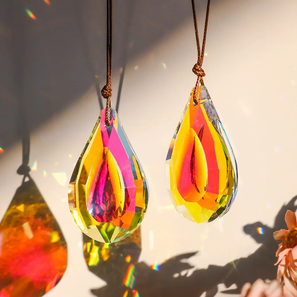 AB Colored Crystal Glass Prism Pendant Hanging Sun Catcher