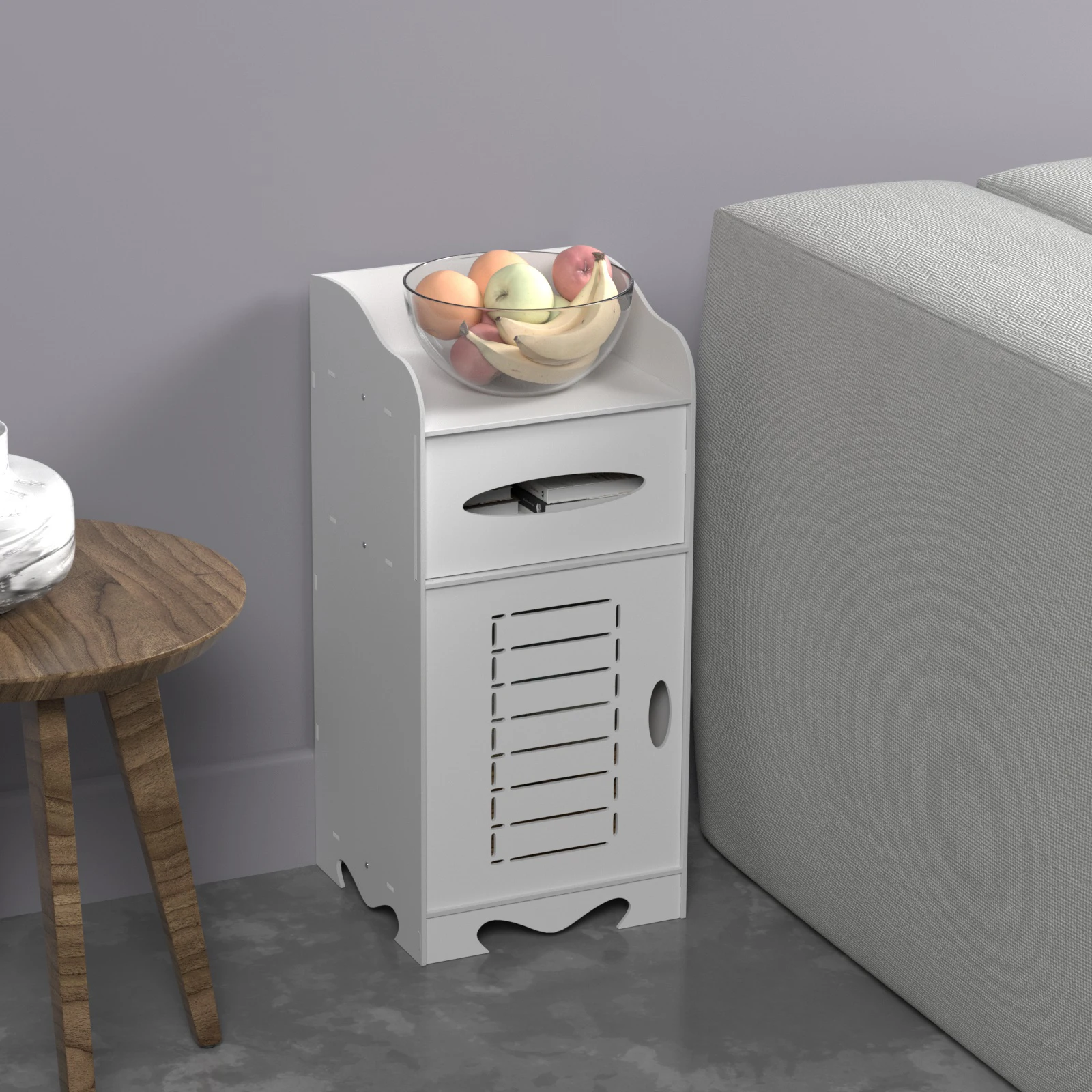 2-Tier PVC Bathroom Cabinet, Freestanding Waterproof Moisture-Proof Storage Unit for Bathroom & Bedroom, Easy Install