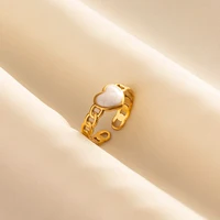 Bohemian Gold Color White Enamel Open Rings Luxury Irregular Stainless Steel Adjustable Finger Ring Women Charm Jewelry Gifts - Image 4