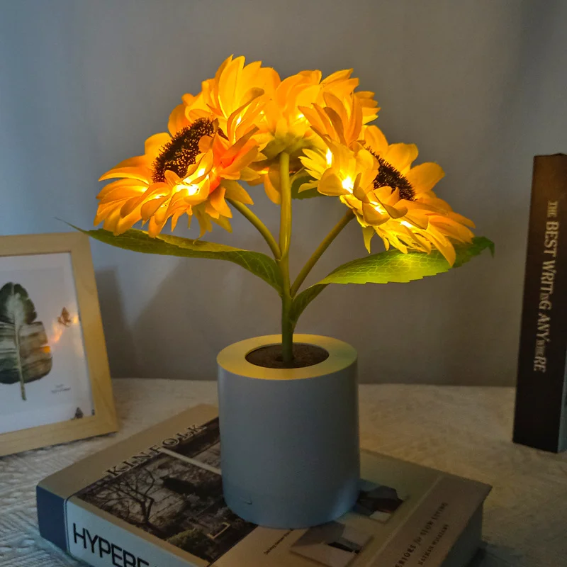 3 LED Night Light Rechargeable Sunflower Lights Interior Lighting Bedroom Bedside Desktop Decoration Table Lamp Night Lamps