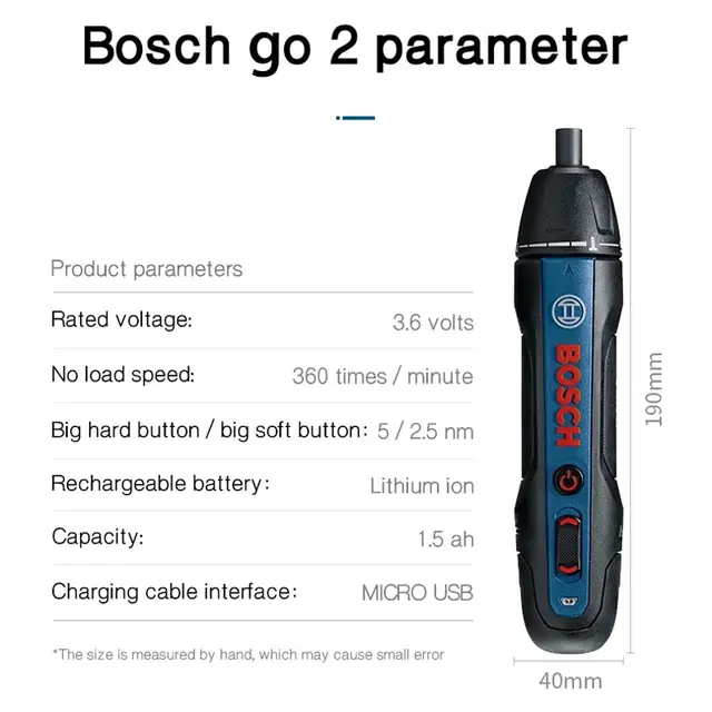 Bosch-Go 2 전기 스크루 드라이버 충전식 자동 무선 핸드 드릴