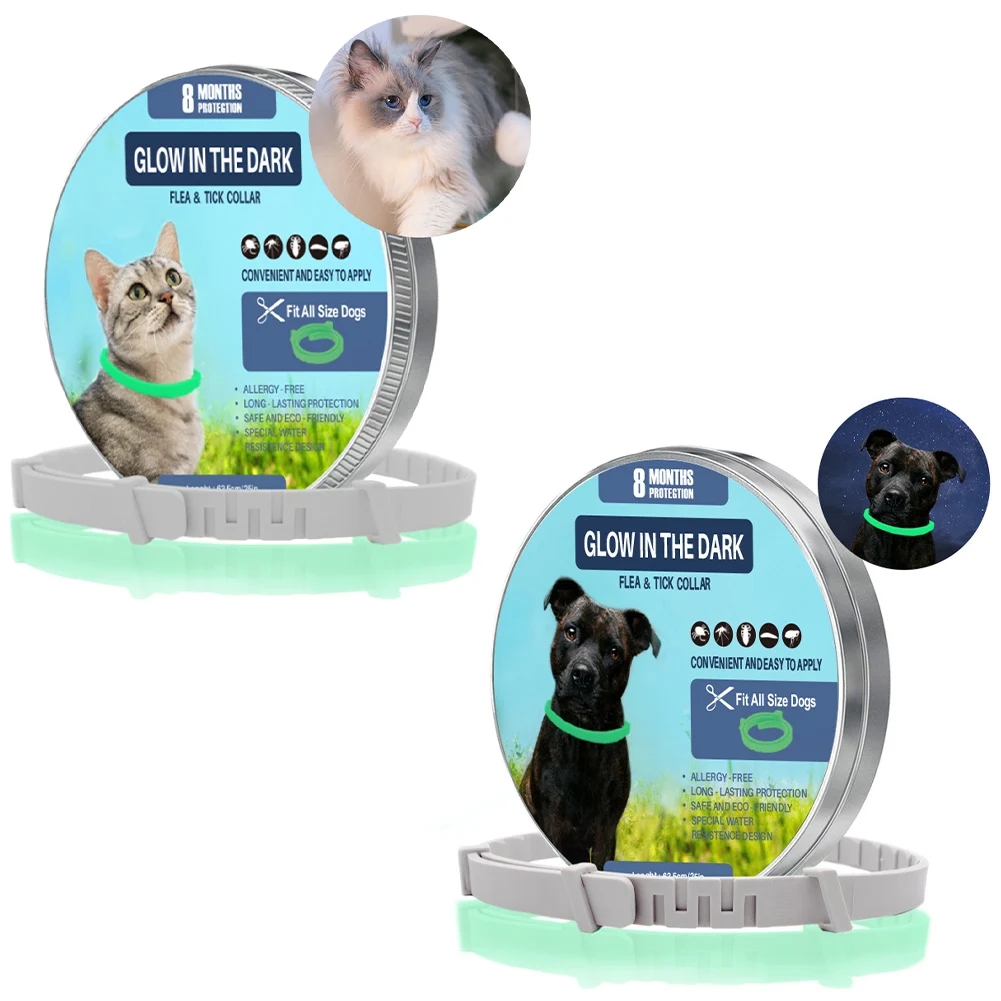Pet Flea Collar Flea and Tick Collar Luminous Up To 8 Months Protection Adjustable Size Fluorescent for Dogs and Cats