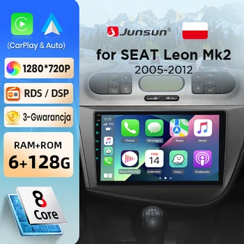 Radio de coche Junsun con CarPlay inalámbrico y Android Auto para SEAT Leon Mk2 2005-2012, sistemas inteligentes para coche, DSP, SWC, RDS, GPS, FM, BT 1